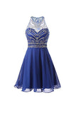 A Line Chiffon Blue Homecoming Dresses Short Prom Dresses PG090 - Tirdress
