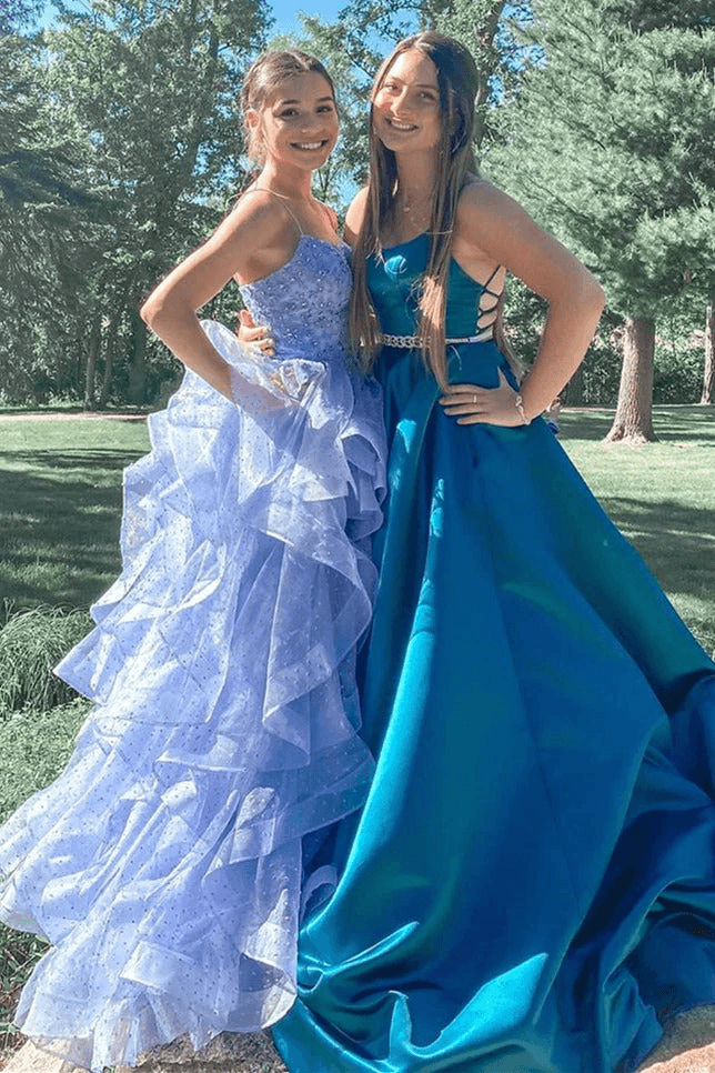 A Line Long Prom Dress with Cascading Evening Party Dresses TP1117 US8 / Custom Color A Line Long Prom Dress with Cascading Evening Party Dresses TP1117 US8 / Custom Color