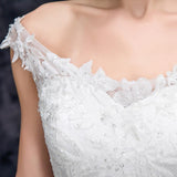 A Line Off the Shoulder Appliques Tulle Long Wedding Dress, Bridal Dresses TN211 - Tirdress