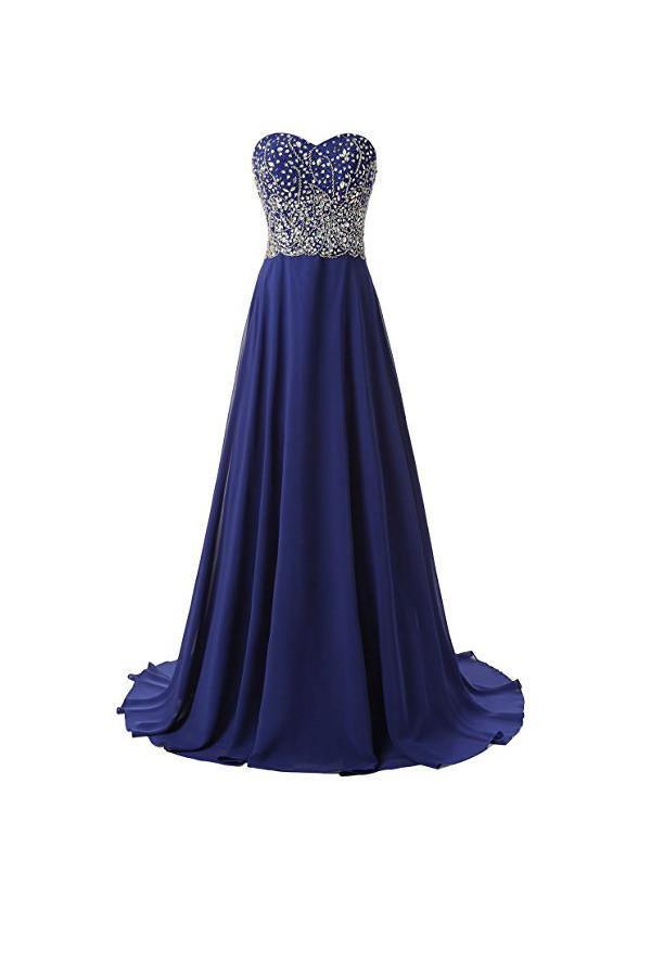 A Line Prom Dresses Chiffon Sweetheart Evening Dresses PG264 - Tirdress