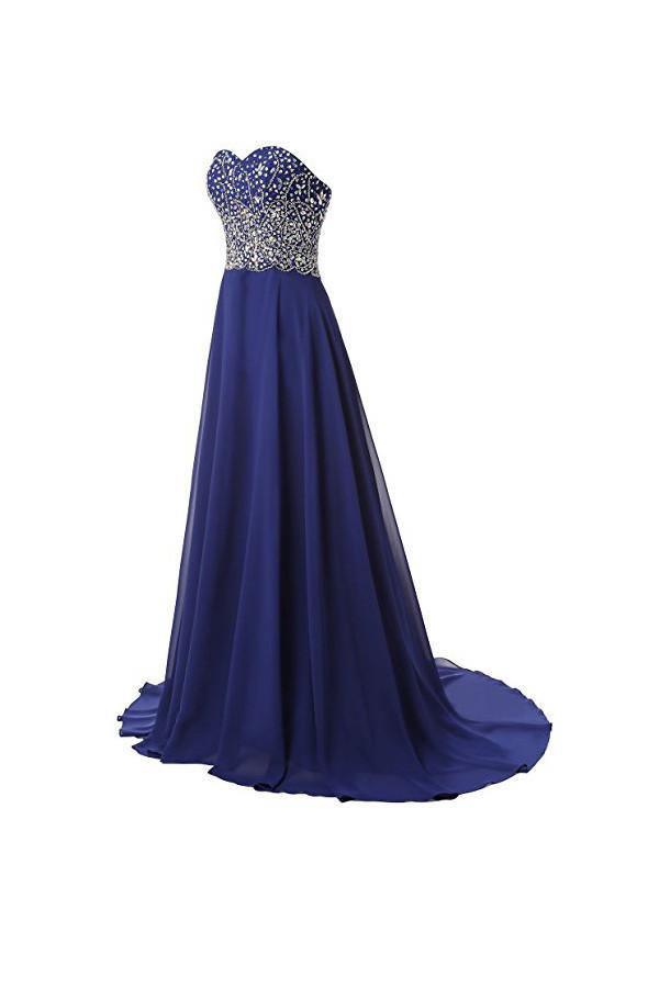 A Line Prom Dresses Chiffon Sweetheart Evening Dresses PG264 - Tirdress
