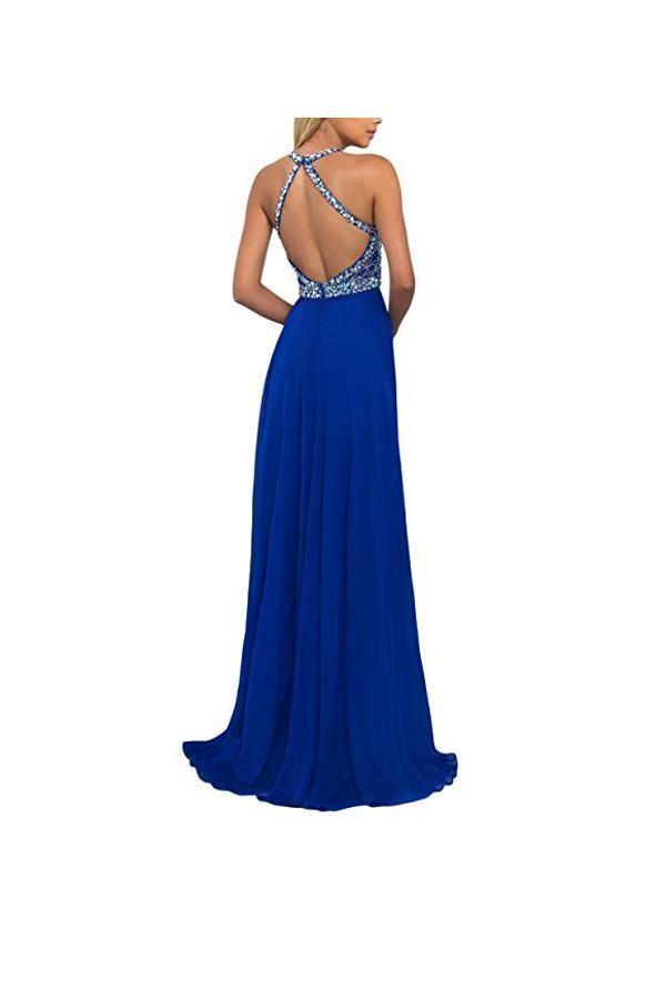 A Line Prom Dresses Open Back Chiffon Evening Dresses PG265 - Tirdress