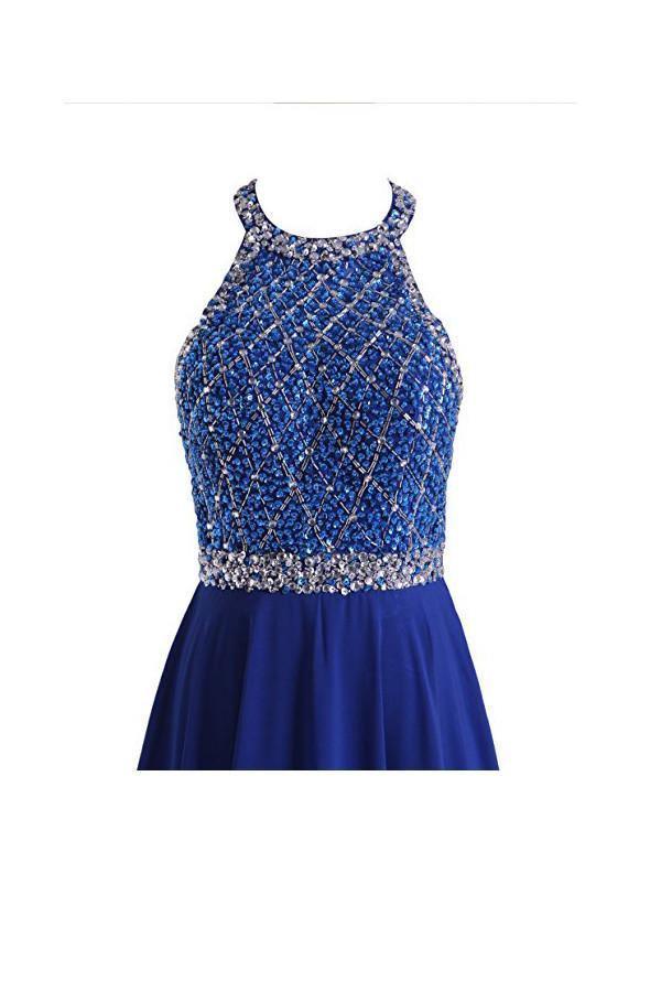 A Line Prom Dresses Open Back Chiffon Evening Dresses PG265 - Tirdress
