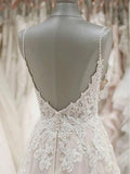 A Line Spaghetti Straps Tulle Wedding Dresses Appliqued Bridal Dresses TN189 - Tirdress - Tirdress