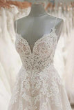 A Line Spaghetti Straps Tulle Wedding Dresses Appliqued Bridal Dresses TN189 - Tirdress - Tirdress