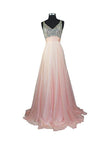 A Line V-neck Formal Chiffon Prom Dress With Beading PG257 - Tirdress