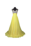 A Line V-neck  Formal Chiffon Prom Dresses Evening Dresses  PG258