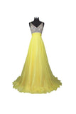 A Line V-neck Formal Chiffon Prom Dresses Evening Dresses PG258 - Tirdress