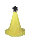 A Line V-neck Formal Chiffon Prom Dresses Evening Dresses PG258 - Tirdress