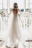 Long Sleeves Cheap Wedding Dresses, Sexy Backless A-line Bridal Dresses TN238 - Tirdress