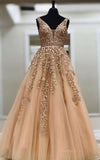 Long Lace evening dress Applique Prom Dresses Cheap Ball Gown party Dress TP0965 - Tirdress