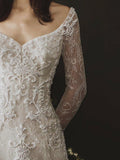 Long Sleeves Sheath Wedding Dresses Lace Appliqued Gowns TN236 - Tirdress