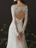 Long Sleeves Sheath Wedding Dresses Lace Appliqued Gowns TN236 - Tirdress