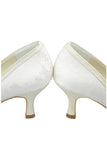 Low Heel Lace Peep Toe Handmade Ivory Nice Wedding Party Shoes WS04 - Tirdress