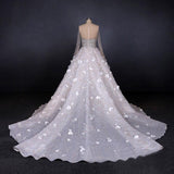 Luxurious Long Sleeves Flowers Ball Gown Wedding Dress, Bridal Dresses TN213 - Tirdress