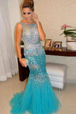 Luxurious Mermaid Straps Beading Crystal Evening Dresses Prom Dresses PG343
