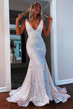 Mermaid Royal Blue V-Neck Long Prom Dress Party Dress TP1147 - Tirdress