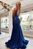 Mermaid Royal Blue V-Neck Long Prom Dress Party Dress TP1147 - Tirdress