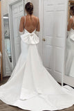 Mermaid Satin Sexy Back Wedding Dress With Detachable Bow TN315 - Tirdress