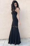 Mermaid Black Strapless Sleeveless Floor-length Prom Dress TP0111