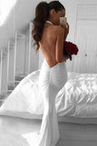 Mermaid Halter White Chiffon Sweep Backless Prom Dress with Pleats TP0086 - Tirdress