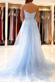 Mermaid Lace Blue Tulle Long Prom Dress Evening Dress TP1051 - Tirdress