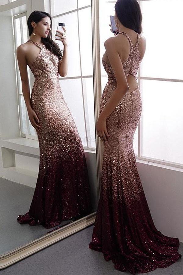 Shiny Lycra Spaghetti Straps Wine Prom Dresses Long TP0959 – Tirdress