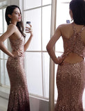 Mermaid Long Prom Dresses Halter Sweep Train Evening Party Dresses TP0963 - Tirdress