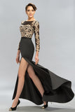 Mermaid Long Sleeves Lace Split-Front Evening Dresses Prom Dresses PG342 - Tirdress