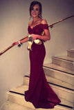 Mermaid Off Shoulder Lace Burgundy Long Prom/Evening Dress PG286 - Tirdress