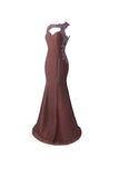 Mermaid Prom Dress Lace Appliques Sheer Back Bridesmaid Dress BD024 - Tirdress