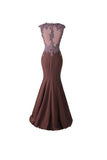 Mermaid Prom Dress Lace Appliques Sheer Back Bridesmaid Dress BD024 - Tirdress