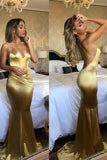 Mermaid Prom Dresses Spaghetti Straps Long Sexy Gold Prom Dress TP1058 - Tirdress