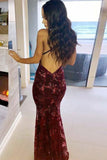 Mermaid Scoop Cross Back Dark Red Prom Dress with Sequined PG609 - Tirdress