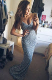 Mermaid Spaghetti Starps Beadings Long Prom Dress PG 222 - Tirdress