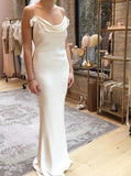 Mermaid Spaghetti Straps Backless Ruched Boho Wedding Dress TN144 - Tirdress