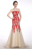 Mermaid Strapless Lace-up Long Prom Dress Evening Gwons PG 221 - Tirdress