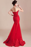 Mermaid Sweetheart Appliques Beading Lace-up Long Prom Dress PG321 - Tirdress