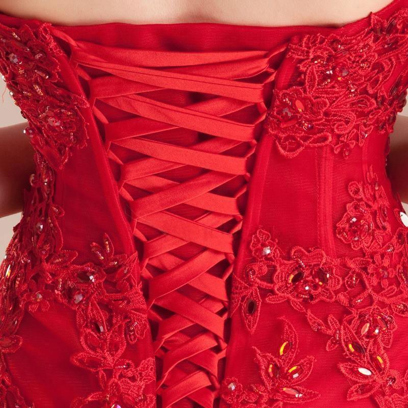 Mermaid Sweetheart Appliques Beading Lace-up Long Prom Dress PG321 - Tirdress