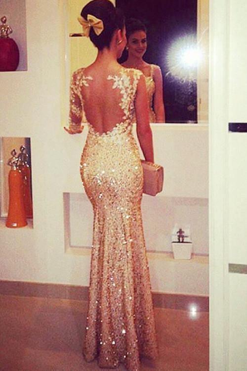 Mermaid Sweetheart Gold Backless Evening/Prom Dresses PG282 - Tirdress