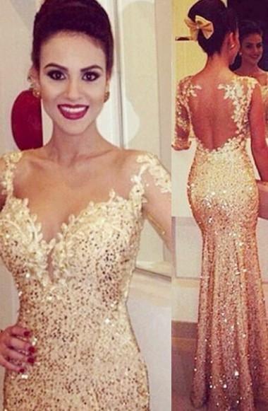 Mermaid Sweetheart Gold Backless Evening/Prom Dresses PG282 - Tirdress