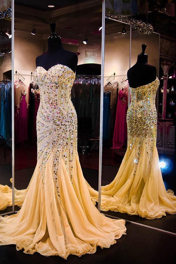 Mermaid Sweetheart Sleeveless Sweep-Train Prom Dress With Beading Tirdress Mermaid Sweetheart Sleeveless Sweep-Train Prom Dress With Beading Tirdress
