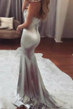 Mermaid Sweetheart Sweep Train Satin Prom Dress with Beading PG390 - Tirdress