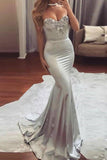 Mermaid Sweetheart Sweep Train Satin Prom Dress with Beading PG390 - Tirdress