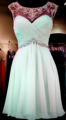 Mint Green Beaded Back Prom Dresses Sexy Backless Homecoming Dresses TR0029 - Tirdress