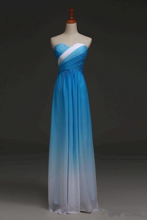 Mix Color A-line Sweetheart Floor Length Bridesmaid Dress With Pleats TY0020 - Tirdress