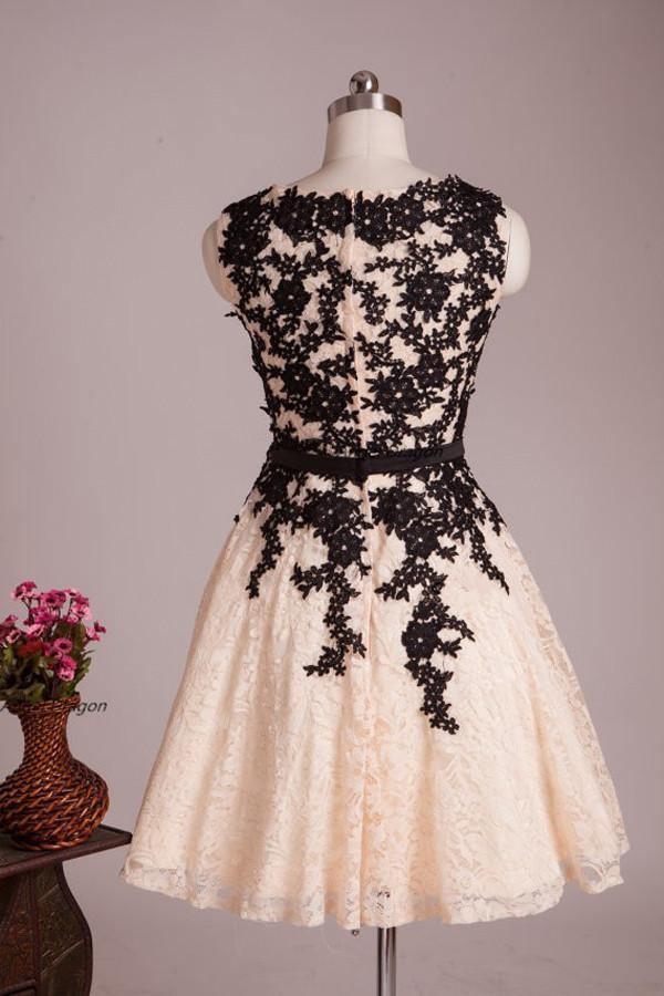 Modern A-line Jewel Knee Length Lace Homecoming Dress With Appliques US16 / Custom Color Modern A-line Jewel Knee Length Lace Homecoming Dress With Appliques US16 / Custom Color