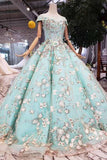 NEW STYLE OFF THE SHOULDER TULLE BALL GOWN PROM DRESSES WITH LACE APPLIQUE TP0852 - Tirdress