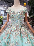 NEW STYLE OFF THE SHOULDER TULLE BALL GOWN PROM DRESSES WITH LACE APPLIQUE TP0852 - Tirdress