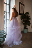 V Neck Spaghetti Straps Lavender Wedding Dresses Backless Bridal Gown TN283 - Tirdress